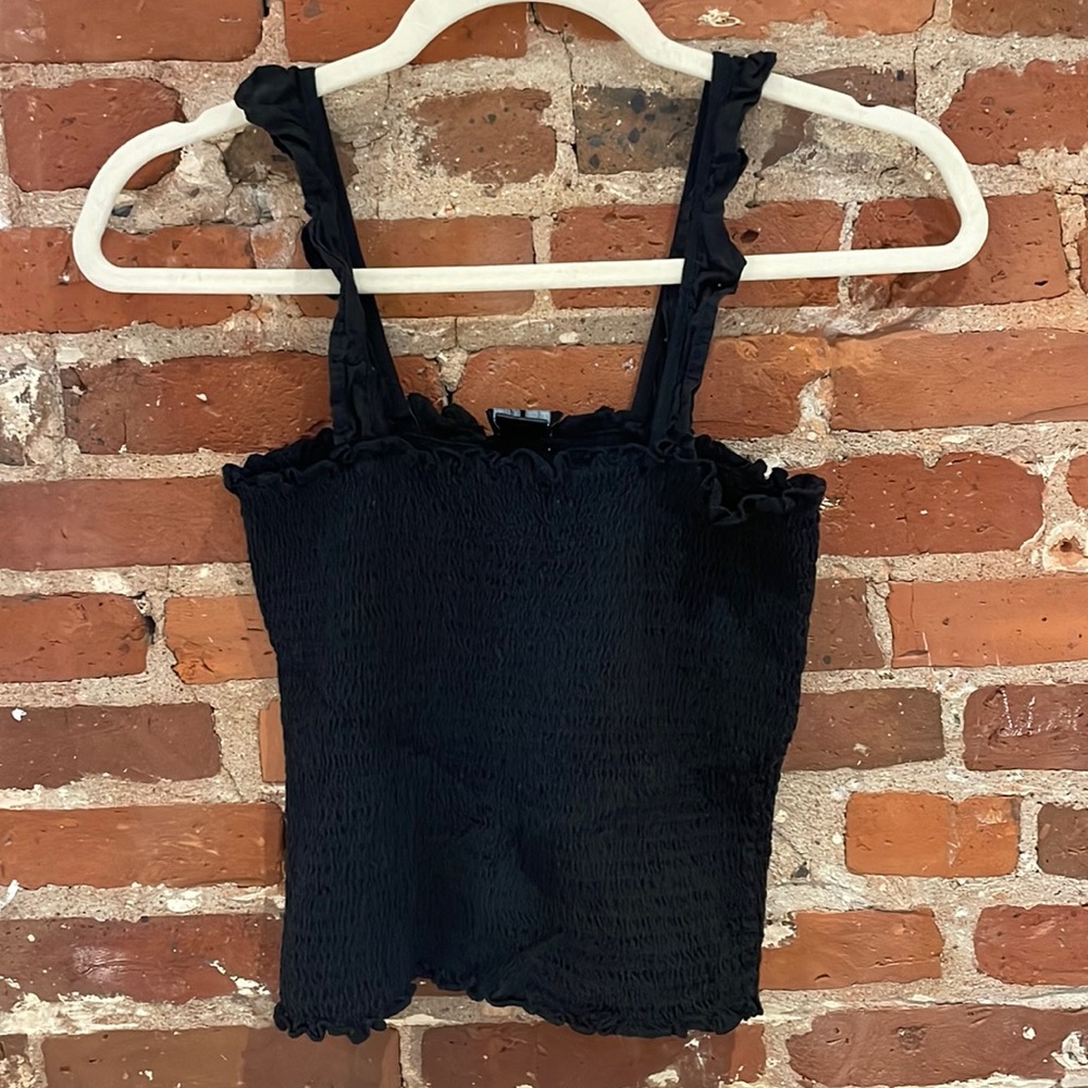 Black Ruffled Tank Top